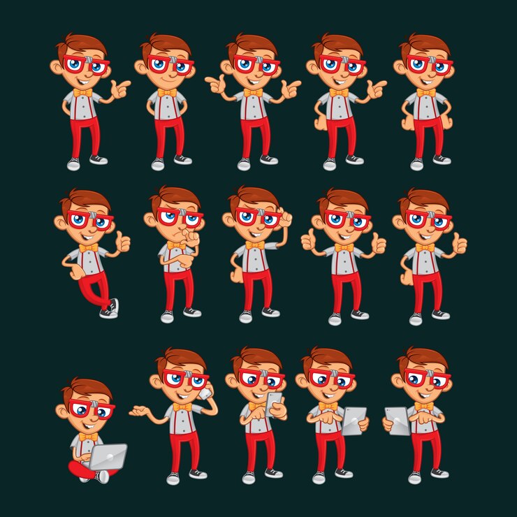 Vector cool geek character set
