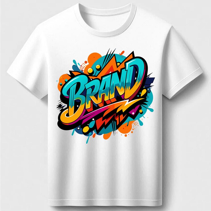 Cool GraffitiStyle Diseño de camiseta con colores vibrantes