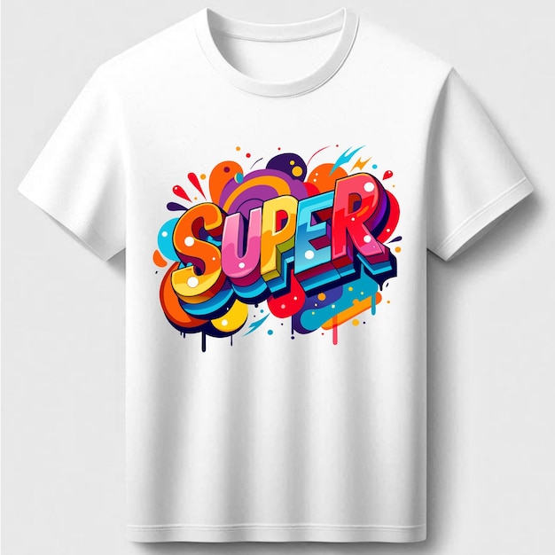 Cool GraffitiStyle Diseño de camiseta con colores vibrantes