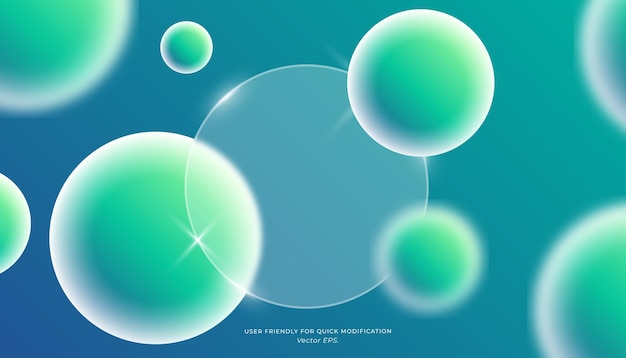 Cool y Green Gradient GlassMorphism Fondo con efectos de burbuja para el Desi Digital Artístico