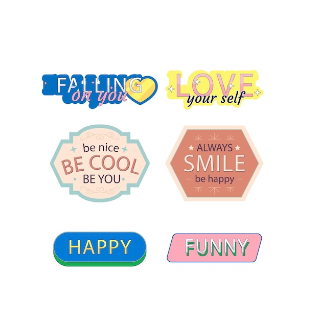 Cool Hand Drawn Groovy Retro Stickers Set Trendy Y2k Smile Patches Diseño vectorial Pop Art Impresión de laboratorio