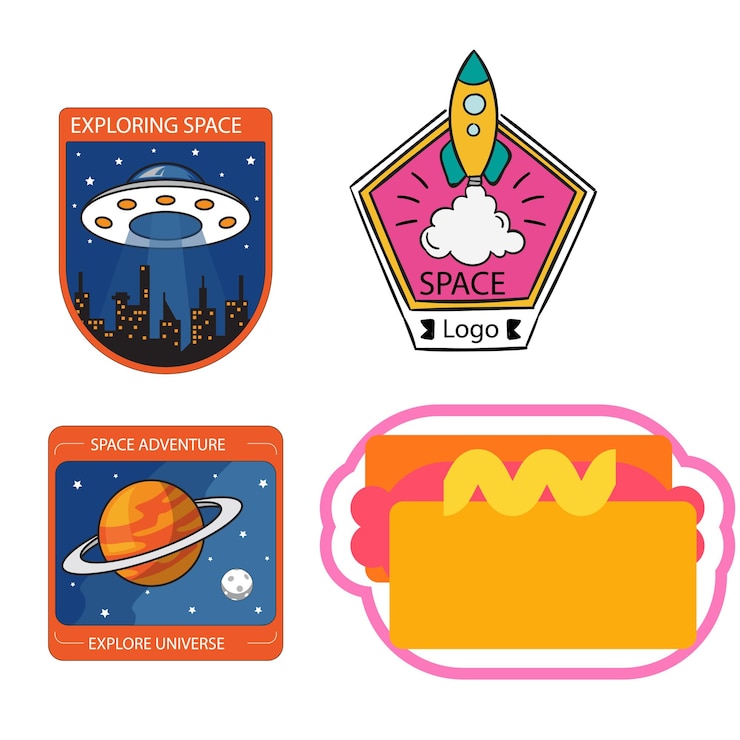 Vector cool hand drawn groovy retro stickers set trendy y2k smile patches diseño vectorial pop art impresión de laboratorio