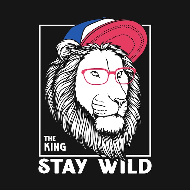 Cool lion head permanecer salvaje salvaje vector ilustración