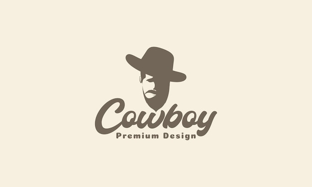 Vector cool man vintage con sombrero homburg y barba logo símbolo icono vector gráfico diseño ilustración