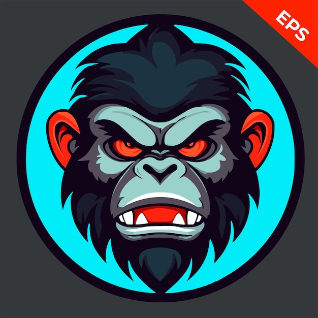 Vector cool mono chimpancé etiqueta colorida o emblema mono peligroso con estilo