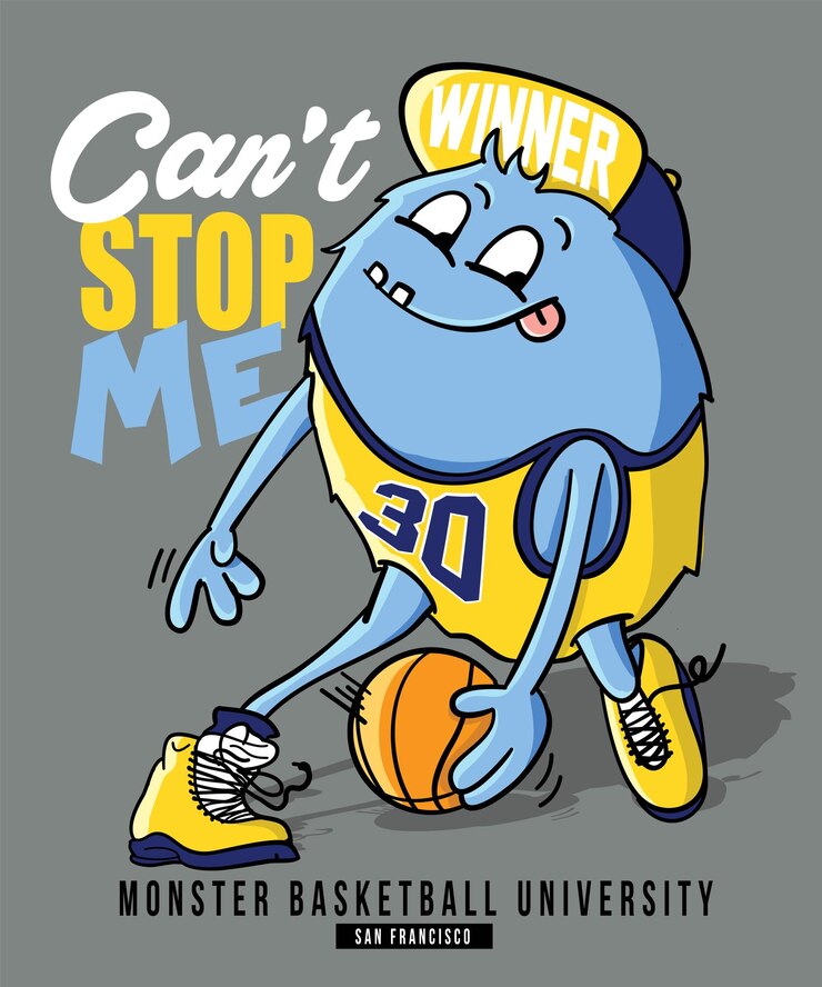 Cool Monster Jugando Baloncesto Universidad