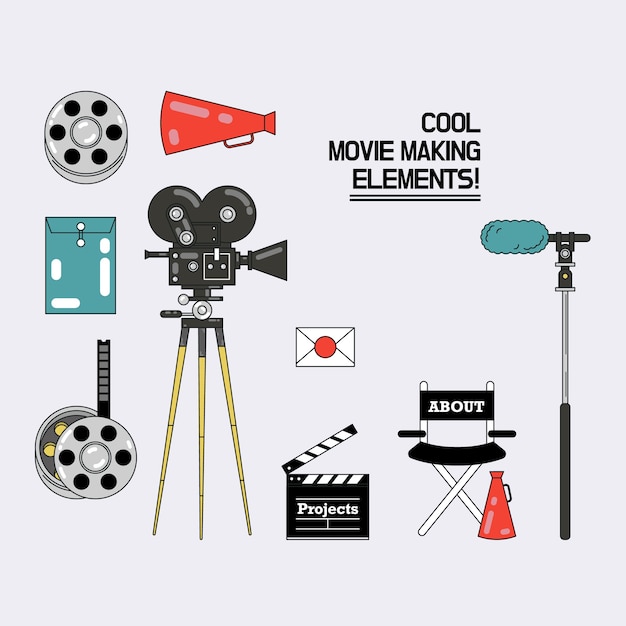 Cool movie making elements vector