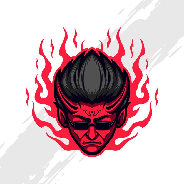 Cool Old Demon Head Mascot con gafas de sol