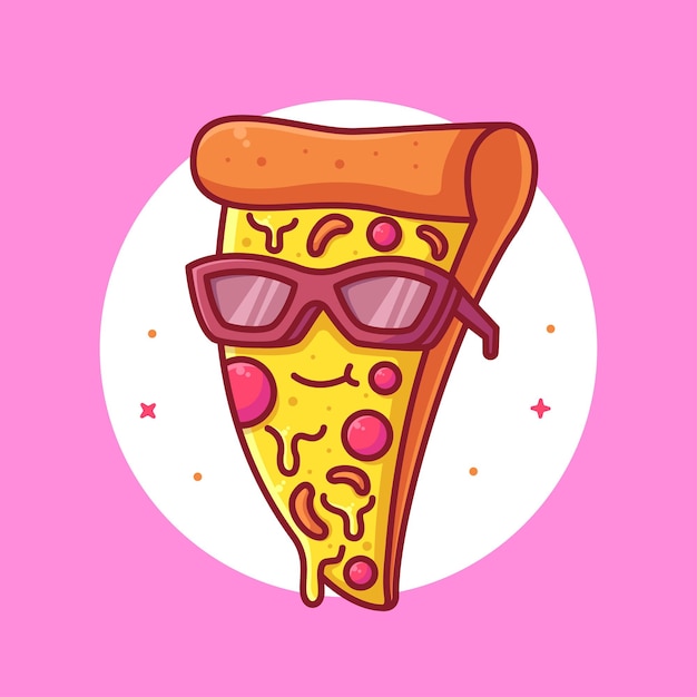 Cool Pizza Logo Vector Icon Illustration Logotipo de comida rápida premium en estilo plano para restaurante