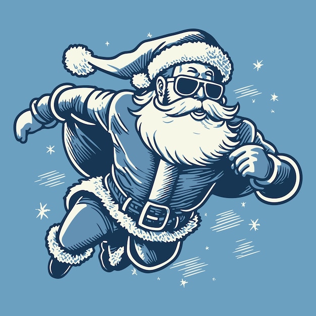 Cool santa mascota voladora estilo vector ilustraciones