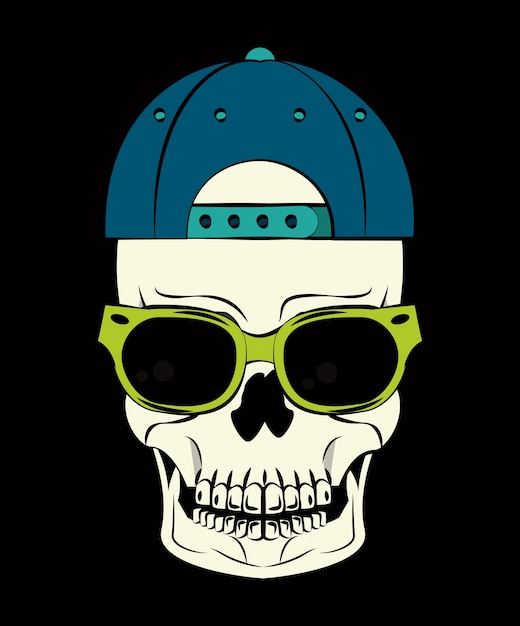 Vector cool skull print para camiseta