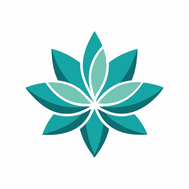 Cool Teal Lotus Flower Vector Icono de la naturaleza minimalista para el bienestar y el equilibrio