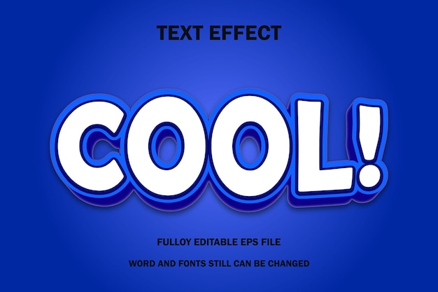 Cool Text Effect with Blue and White Cartoon Style
