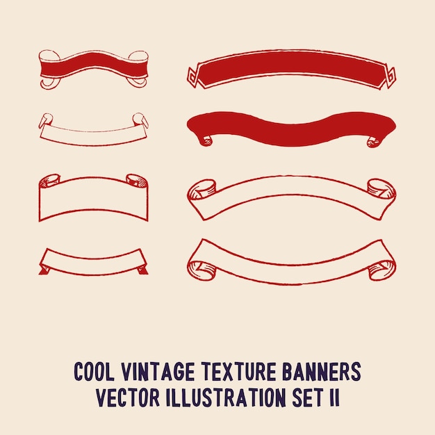 Cool vintage textura banners vector ilustración conjunto 2