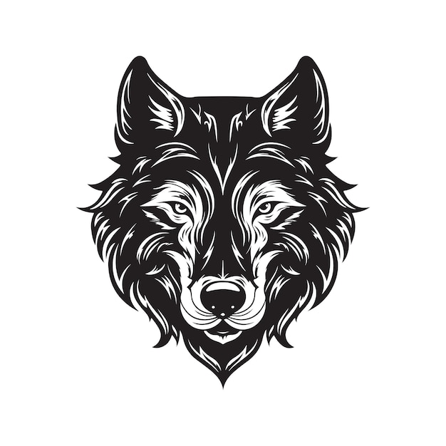 Vector cool wolf vintage logo concepto blanco y negro color dibujado a mano ilustración