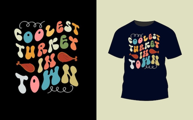 Cooles pavo estilo maravilloso diseño de camiseta de tipografía de acción de gracias