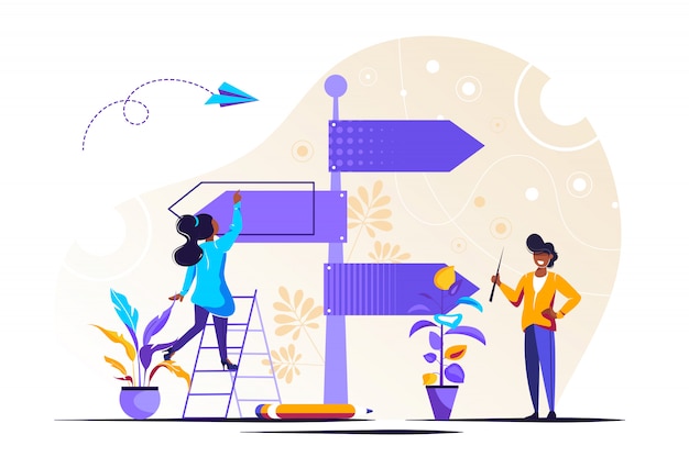 Cooperación. Trabajando juntos para crear una idea. ilustración ual
