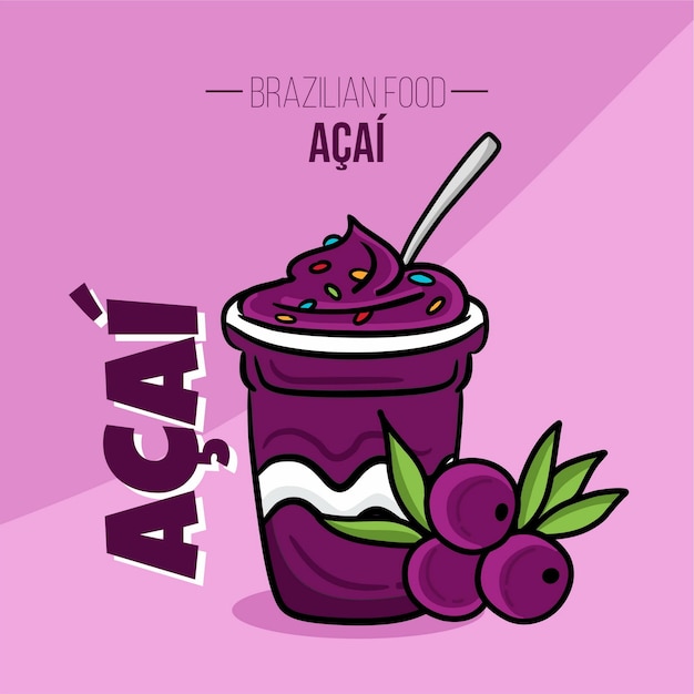 Copa acai con frutas comida brasileña