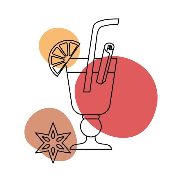 Una copa de arte de línea de vino caliente con manchas