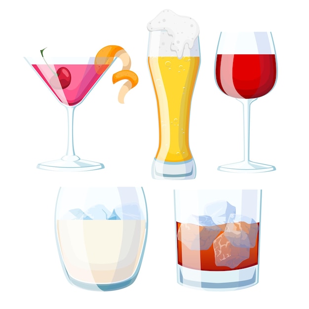 Copa de bebida conjunto ilustración vectorial de dibujos animados