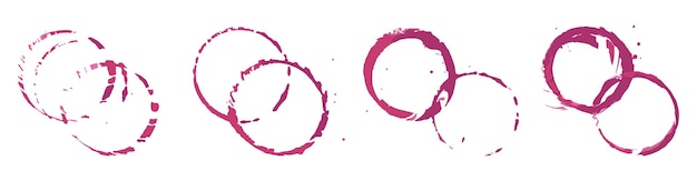 Copa doble tinta mancha bebida derrame mancha plana conjunto Derramado alcohol jugo vino sucio impresión vitral fondo contenedor líquido grunge círculo logo pegatina álbum de recortes mocap punto rosa marca rastro aislado