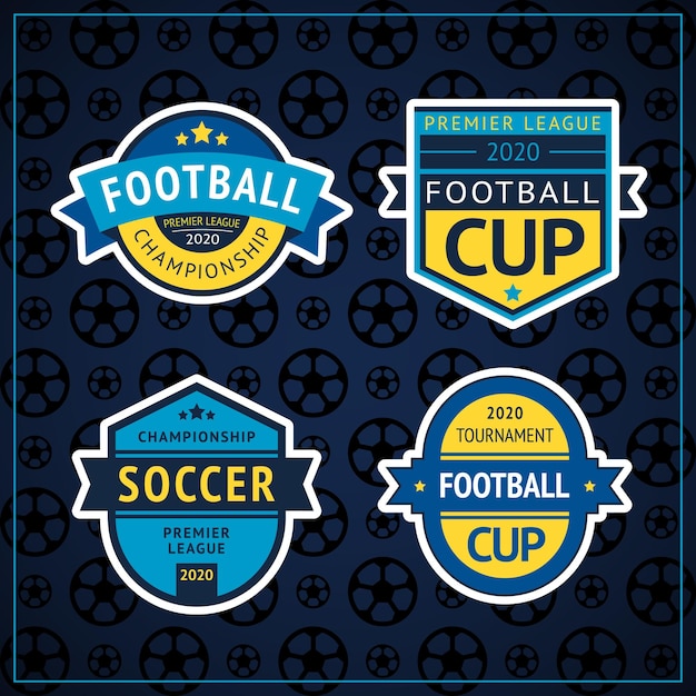 Vector copa de fútbol set insignias ilustración de vector de etiqueta de pub de fútbol