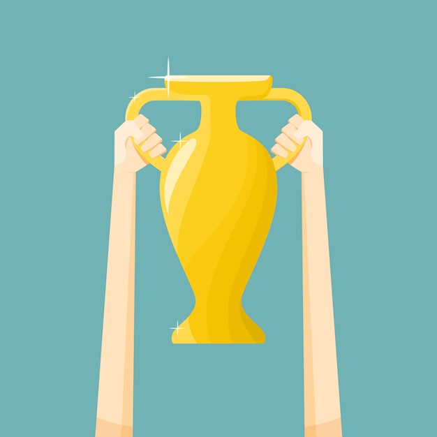 Copa ganador, sosteniendo el trofeo,