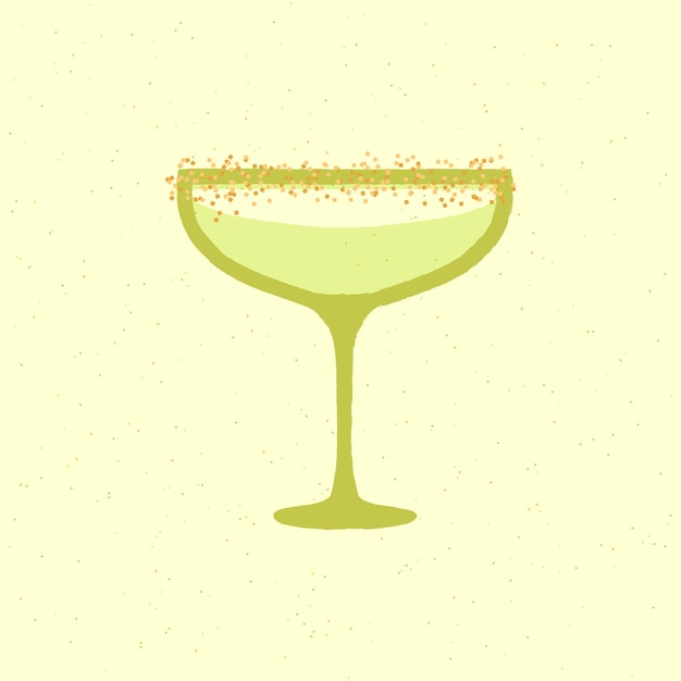 Vector copa de margarita de cóctel con chispas de azúcar para bar ilustración de vector plano