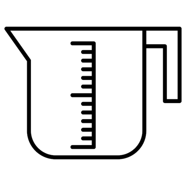 Vector una copa de medición con una regla en ella
