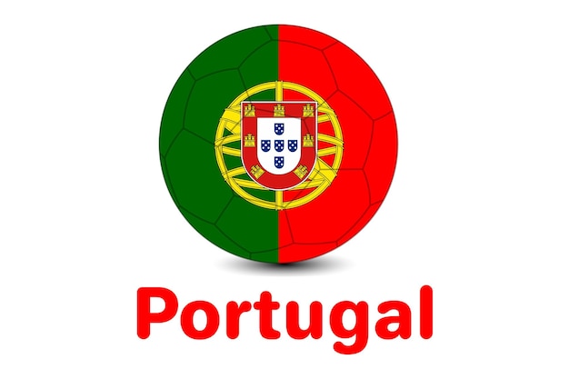 Copa Mundial de Fútbol de la FIFA 2022 con bandera de Portugal. Copa del mundo de Qatar 2022. Ilustración de la bandera de Portugal.