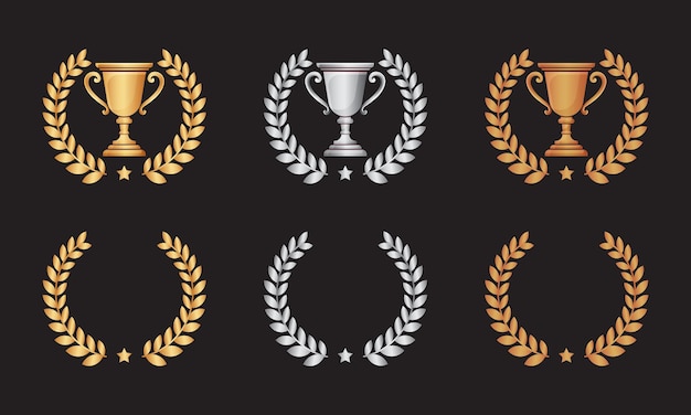 copa de oro y bronce con una corona de laurel