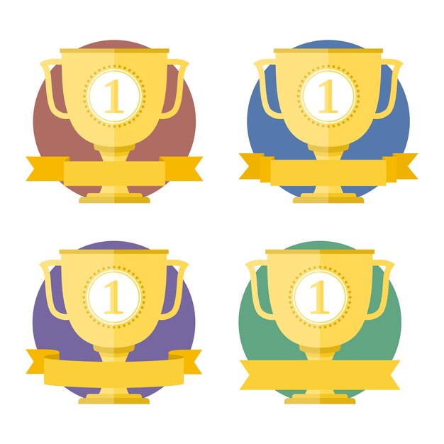 Copa de oro con diferentes cintas ilustración vectorial eps10