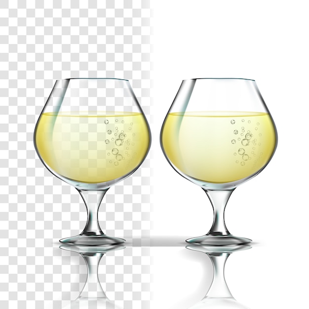 Copa realista con vino blanco riesling