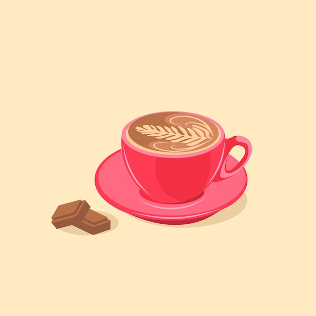 Copa roja de café capuchino Ilustración