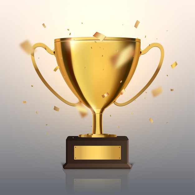 Copa trofeo con confeti de oro Premio de oro