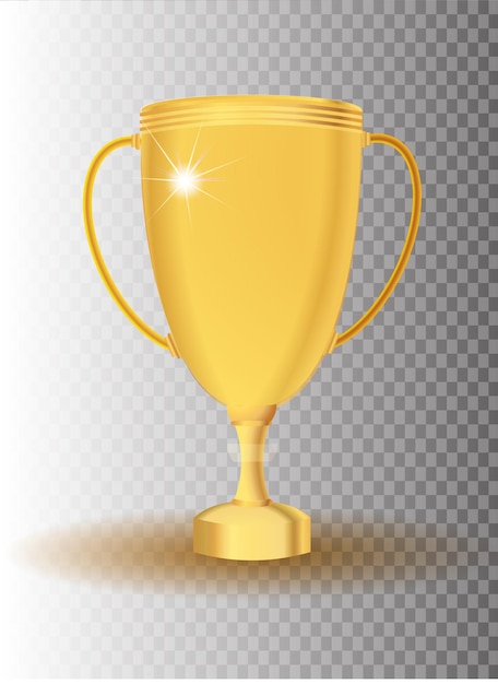 Copa trofeo de oro, icono de vector sobre fondo transparente. premio del primer lugar del campeonato. ilustración vectorial eps10