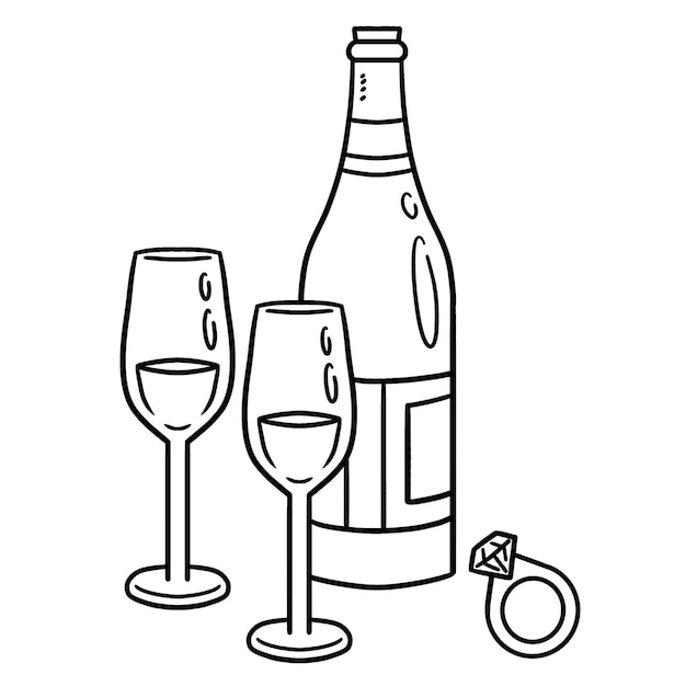 copa de vino, anillo, aislado, colorido, página