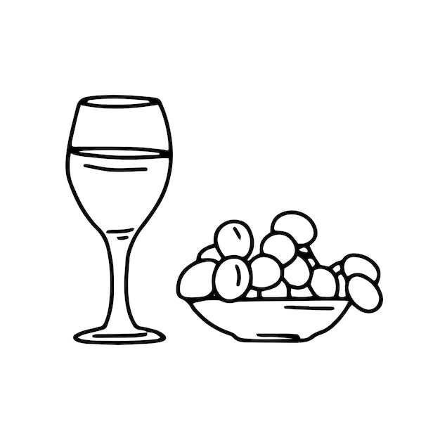 Una copa de vino esquema garabato dibujo dibujar icono vector ilustración