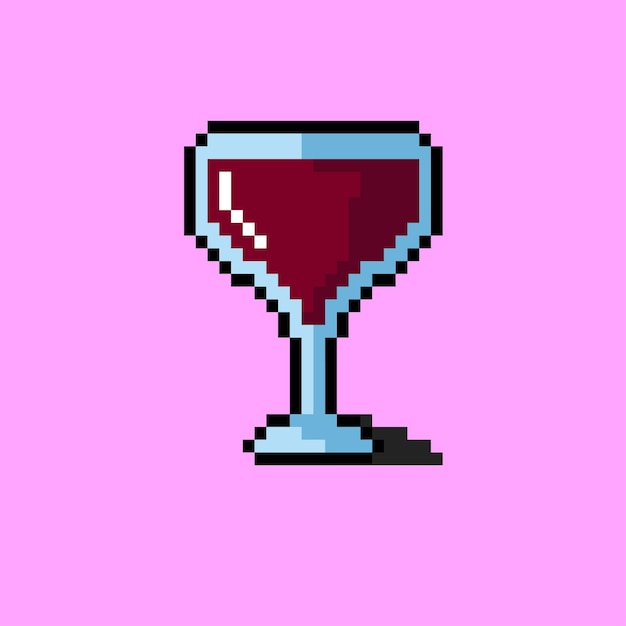 Copa de vino de gran tamaño con estilo pixel art