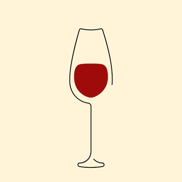 Copa de vino. Ilustración plana vectorial. Diseño contemporáneo de moda minimalista.