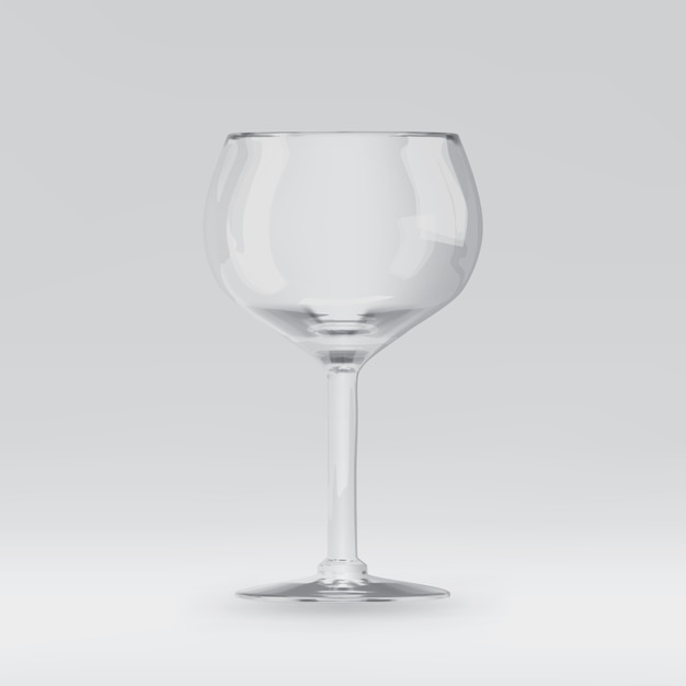 Vector copa de vino procesada 3d transparente vacía