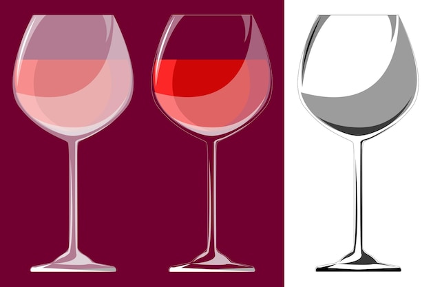 Copa de vino tinto. ilustración vectorial. eps 10