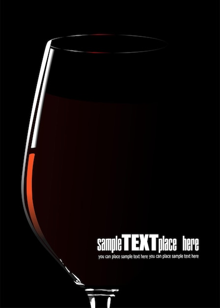 Copa de vino tinto Ilustración vectorial sobre fondo blanco