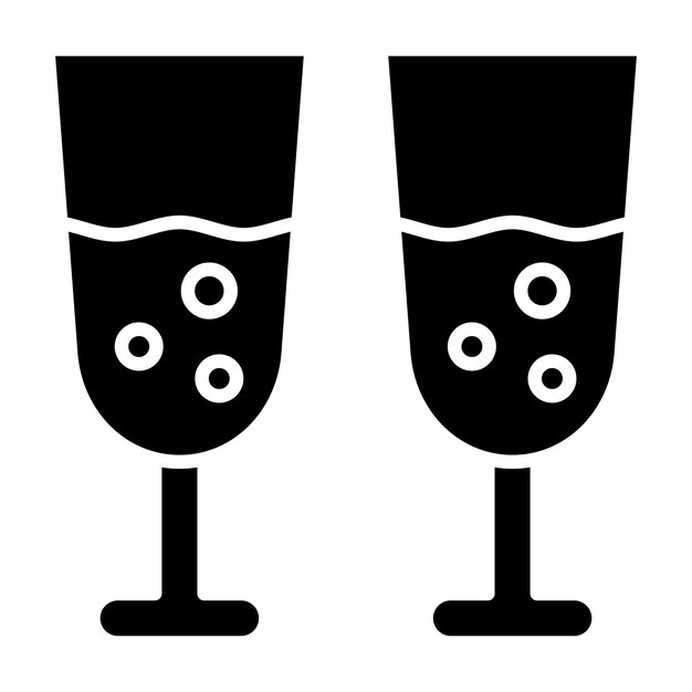 Las copas de bebida Glyph Ilustración negra sólida