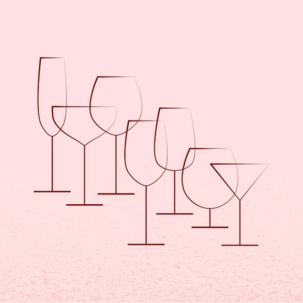 Copas para bebidas alcohólicas Ilustración vectorial Esbozo para la creatividad