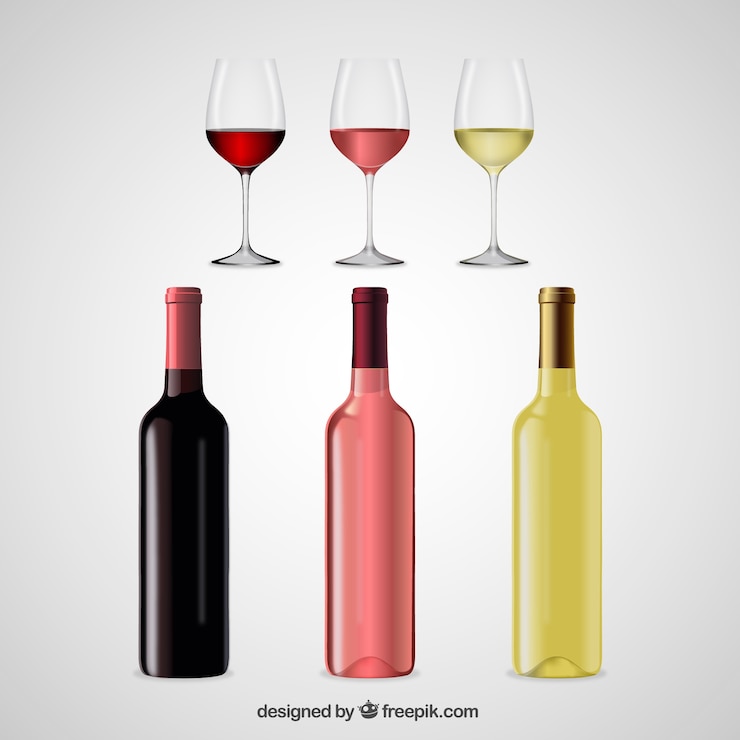 Vector copas y botellas realistas