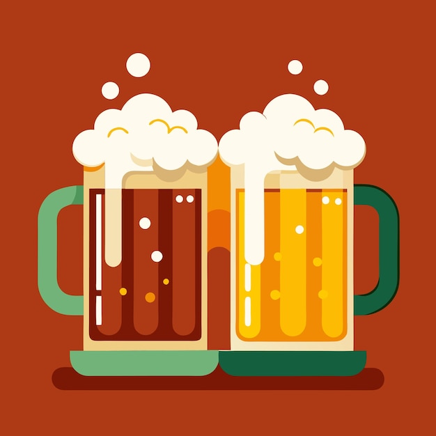 Copas de cerveza con espuma para un festival de vacaciones