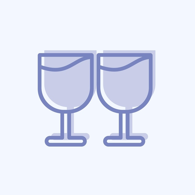 Las copas de iconos adecuadas para símbolos de bodas de estilo de dos tonos de diseño simple editable