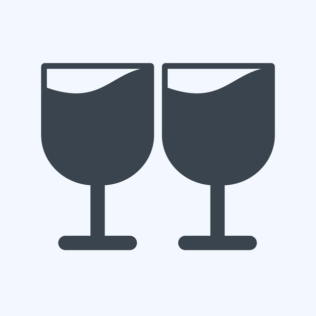 Copas de iconos adecuadas para símbolos de bodas estilo glifo diseño simple editable