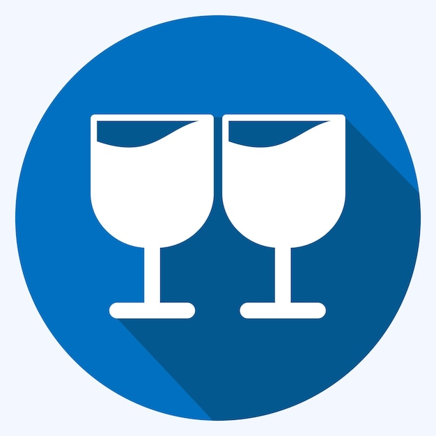 Copas de iconos adecuadas para símbolos de bodas estilo sombra larga diseño simple editable